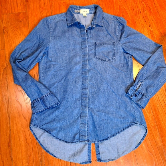 Per Se denim button down jean top - Picture 2 of 4